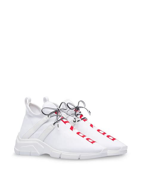 prada white chunky sneakers|Prada knit sneakers women's.